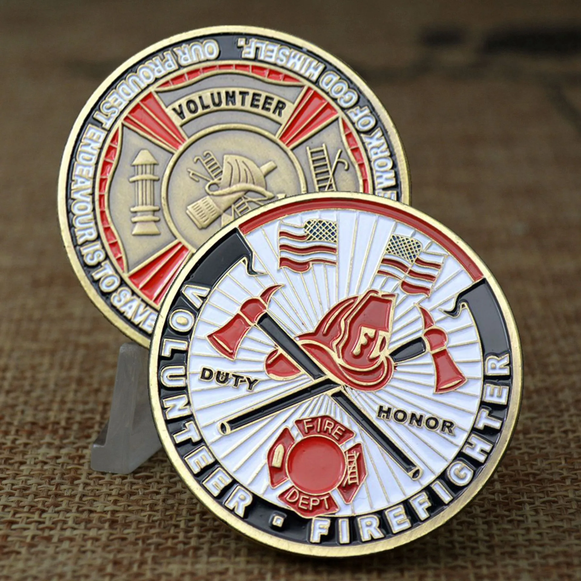 Overseas commemorative medal volunteer antique enamel baked paint metal handicraft commemorative coin