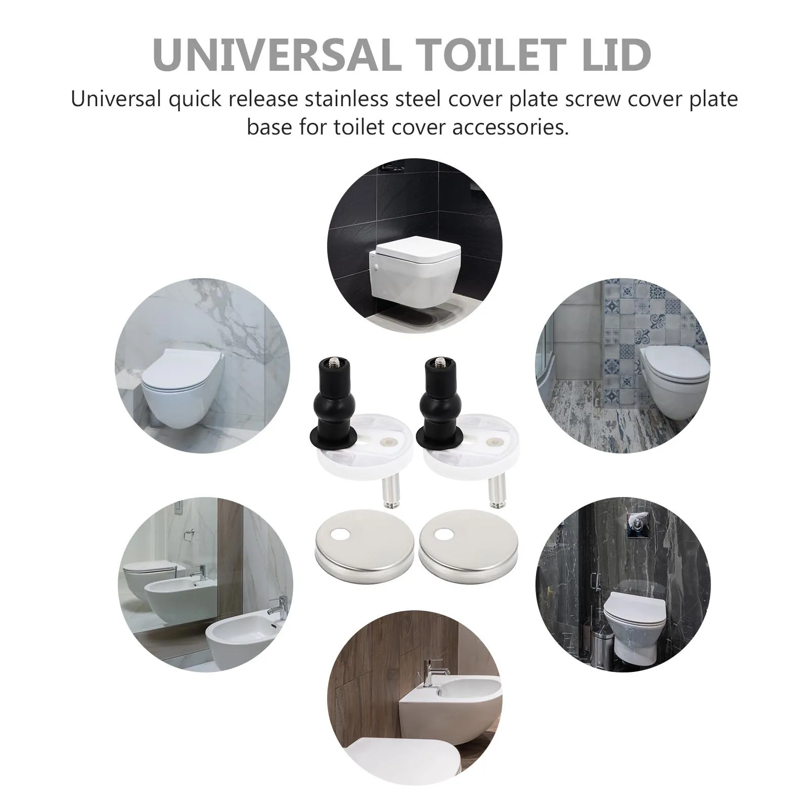

1Set Toilet Seat Hinge Set Premium Metal Fixings for Lid Attachment Strong Secure Fit Universal Fixed Seats No Tools