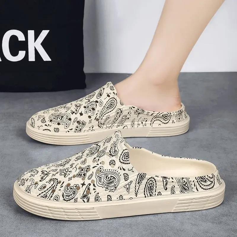 

Шлепанцы, пляжные мужские тапочки с плоским отверстием, полумюли для взрослых, элегантные повседневные туфли из ПВХ из ЭВА, Mascullino Y2k, дешевая обувь, мужская обувь с жидкостями