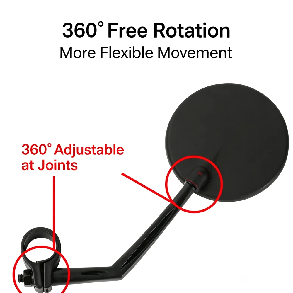 Rearview Mirror For Motorcycle & Bike Universal Handle Bicycle Rearview Mirrors 360° Rotation