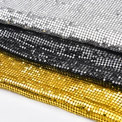 45X150Cm Sparkly Aluminum Bead Mesh Fabric Sequin Metal Trim Gold Silver Black Rhinestones Sheet Diy Bra Bikini Camisole Dress