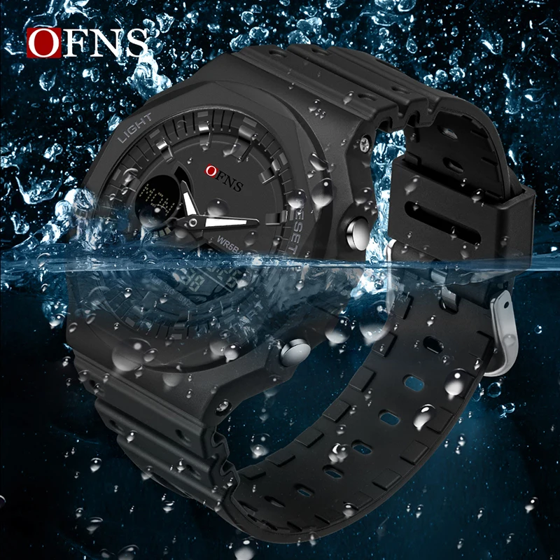 OFNS Top Brand Luxury G Style LED Digital Men Watch 50m Military Waterproof Sport Wristwatch Electronic Green Light Quartz Clock