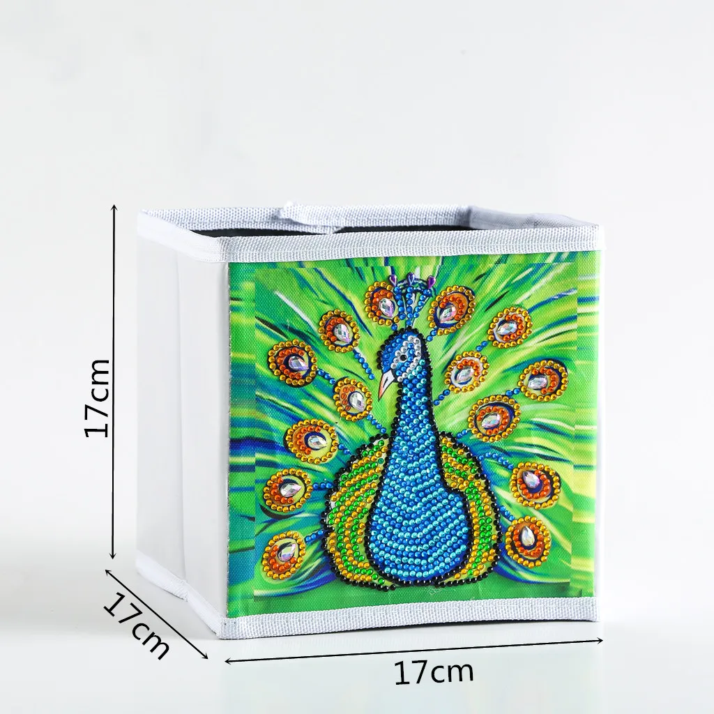 Creative DIY Diamond Painting Home Foldable Storage Box Peacock A Pattern Multi Special-shaped Diamond Mosaic Painting Kits