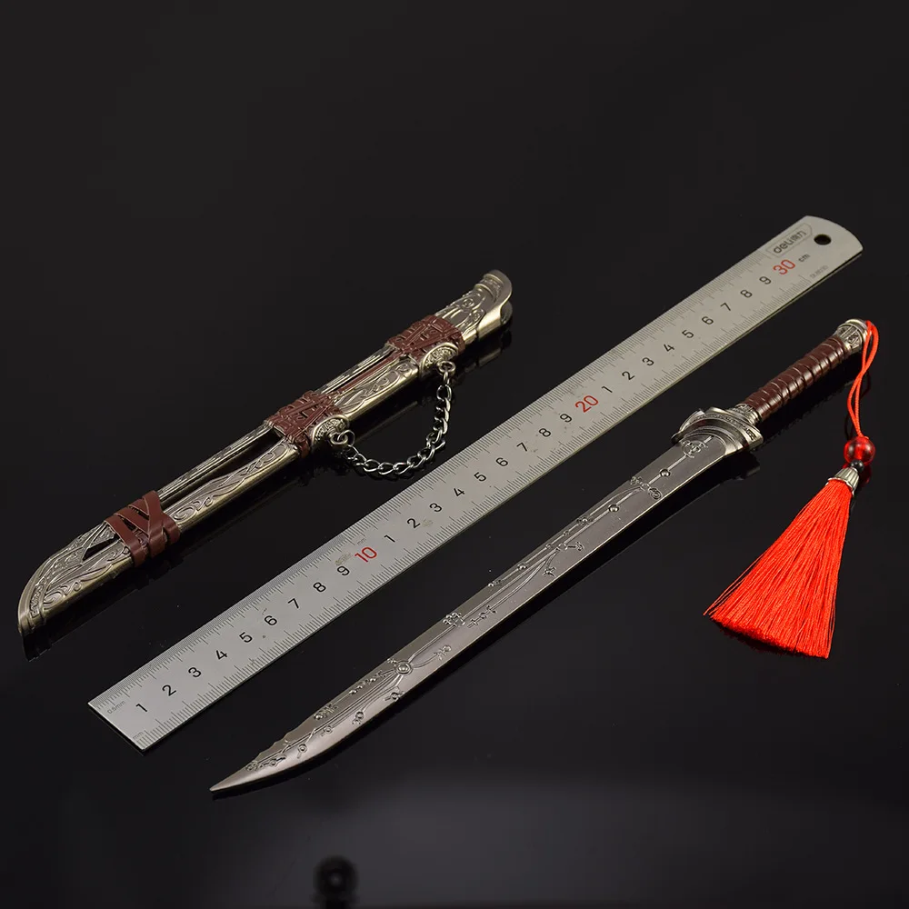 30cm11.8in حراس دافنغ تايبينغ سكين أنيمي الأجهزة الطرفية عمل زخرفة الحرف المعدنية مع غمد تزيين لعبة السيف