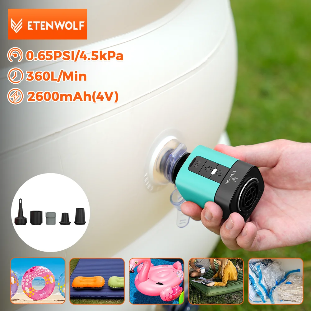 

New ETENWOLF AIR 3 Portable Air Pump With Camping Light 2600mAh Outdoor Inflator Deflator Pump 360L/M For Air Bed Sleeping Pad