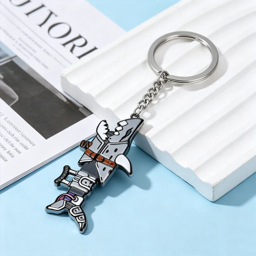 Trendy Punk Mechanical Shark Enamel Key Chain Robot Armor Shark Pendant Key Ring Fashion Car Bag Charm Decor Gift for Teenagers