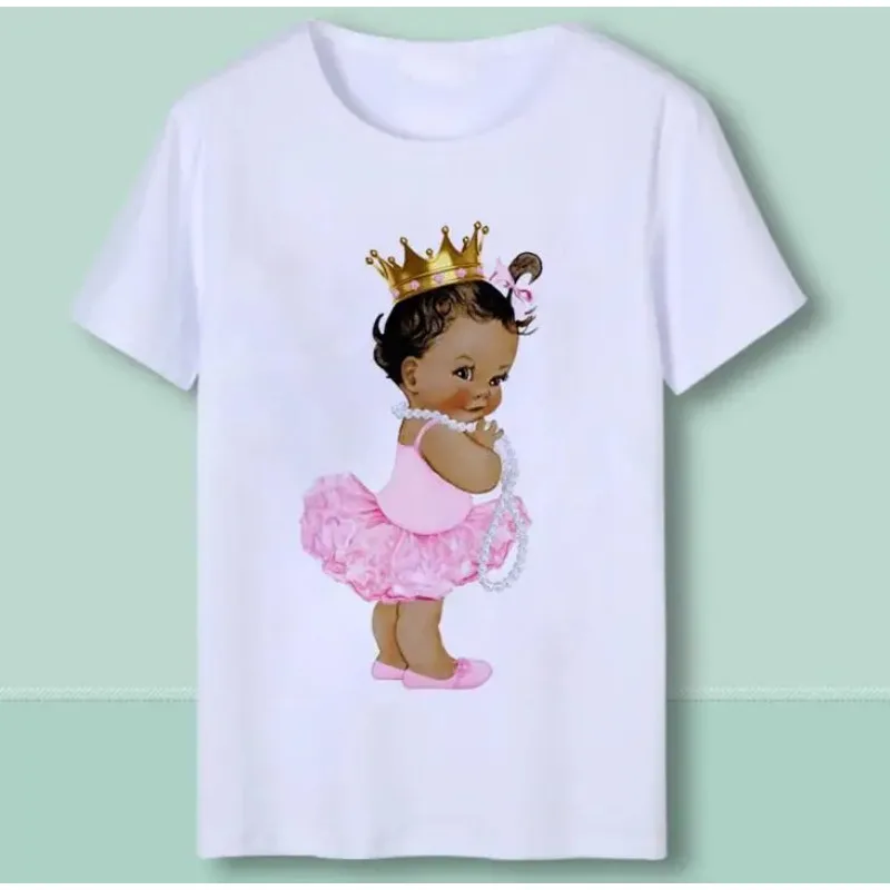 

Summer Cute Little Black Melanin Top Girl Boy Print Girl T-shirt For Birthday Kids Funny T Shirts Present