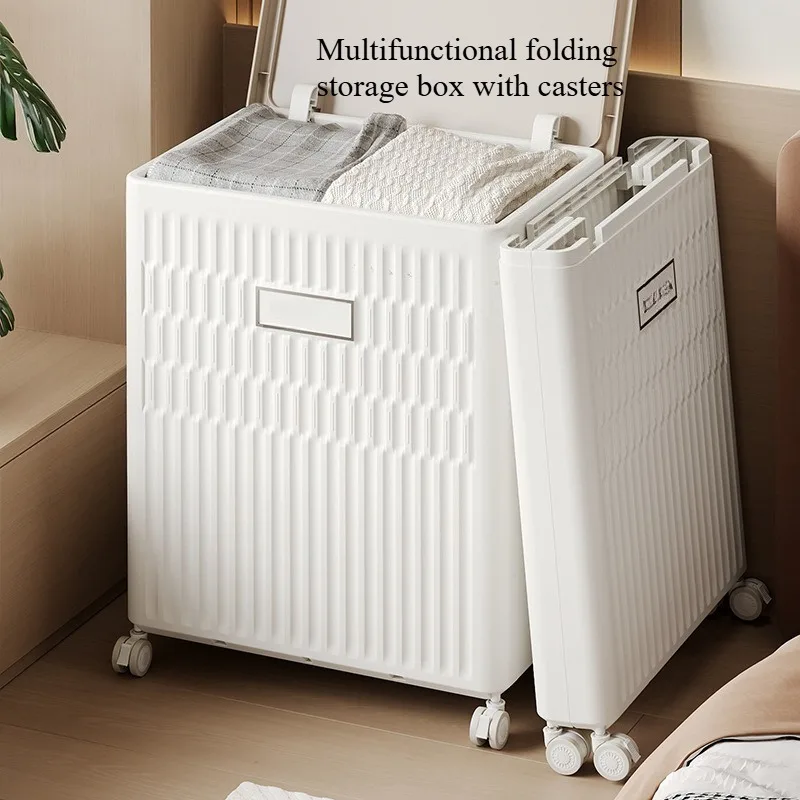 

Foldable Toy Storage Box - Large Capacity Organizer for Clothes/Blankets, Multi-Purpose Collapsible Bin with Dustproof Cover