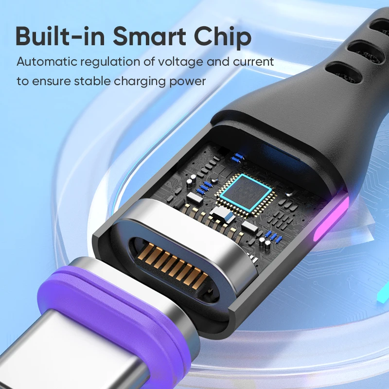 PD 240W Magnetic USB C Cable Micro Type C 5A Fast Charging Data Cord for Macbook iPad iPhone 16 15 Xiaomi 14 Realme