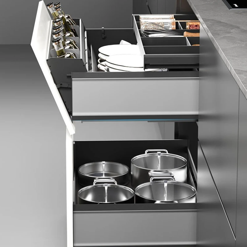 Metal Kitchen Cabinet Storage Narrow Organizer Drawer Small Spaces Extendable Cabinets  with Sliding Track Furniture