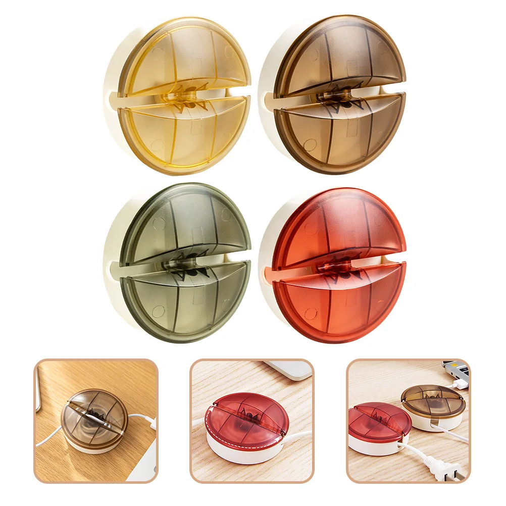 

4Pcs Cable Organizer Plastic Retractable Cord Winder Adjustable Data Cable Management Storage Box Compact Cord Keeper