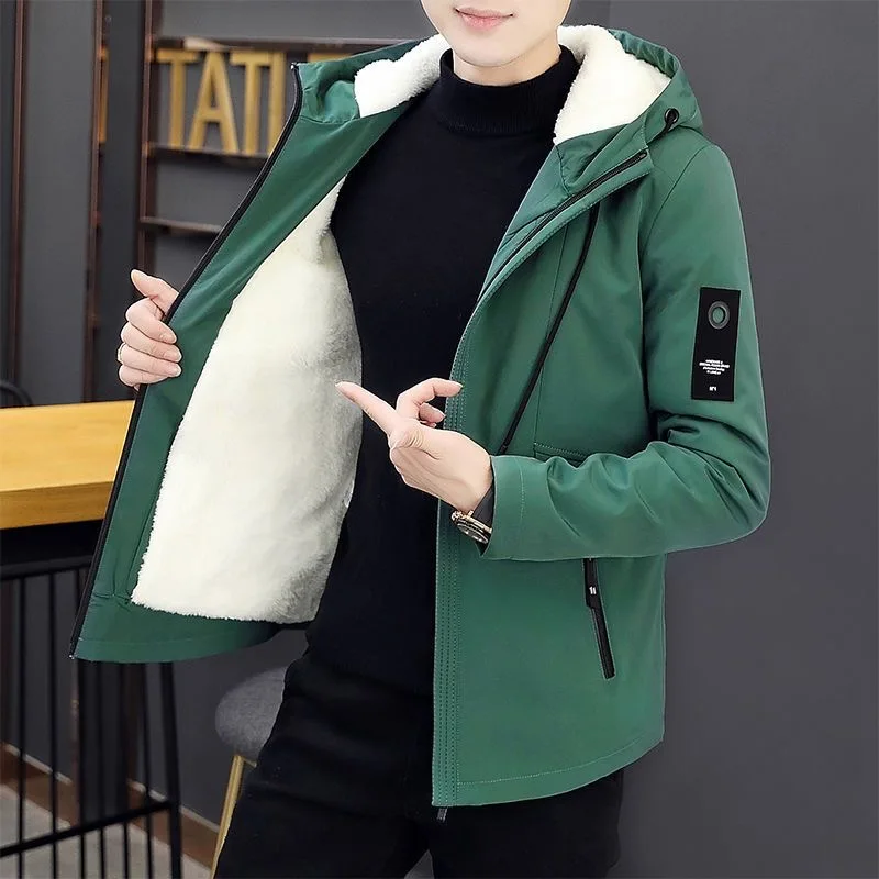 2023 Autumn and Winter New Fashion Cashmere Thick Warm Hooded Jacket Men\'s Casual Loose Comfortable High Quality Plus Size Coat