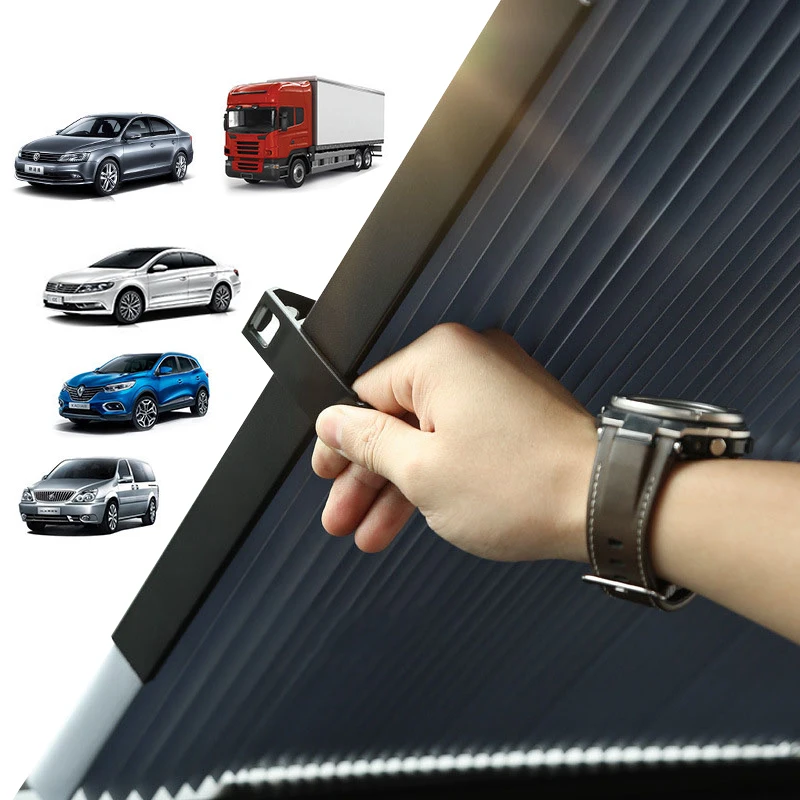 Car Retractable Windshield Anti-UV Car Window Shade Car Front Sun Block Auto Rear Window Foldable Curtain 46cm/70cm Sunshade