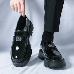 Punk Style Men Casual Leather Shoes New Trend Men's Loafers Slip-On Mocasines Fashion Shiny Formal Dress Footwear Walking Shoes