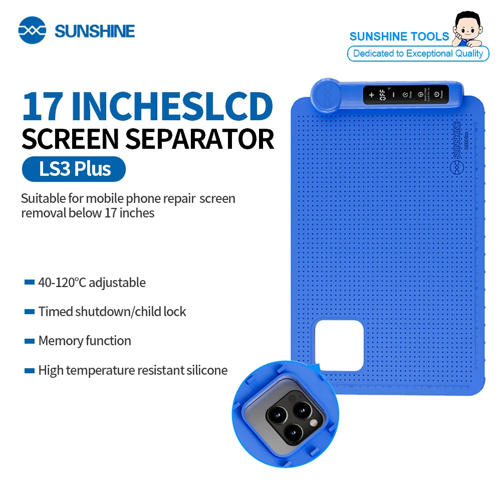 SUNSHINE LS3 Plus LCD Screen Heating Screen Removal Repair Pad Hollow Design for Mobile Phone Tablet Repair Screen Removal Tool