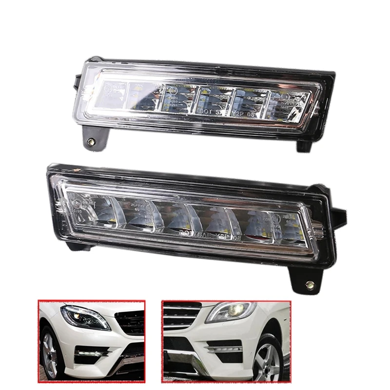 Car Front Left Right LED Daytime Running Light DRL For Mercedes W164 X164 X204 ML350 ML450 GL450 GLK350 2010-2012