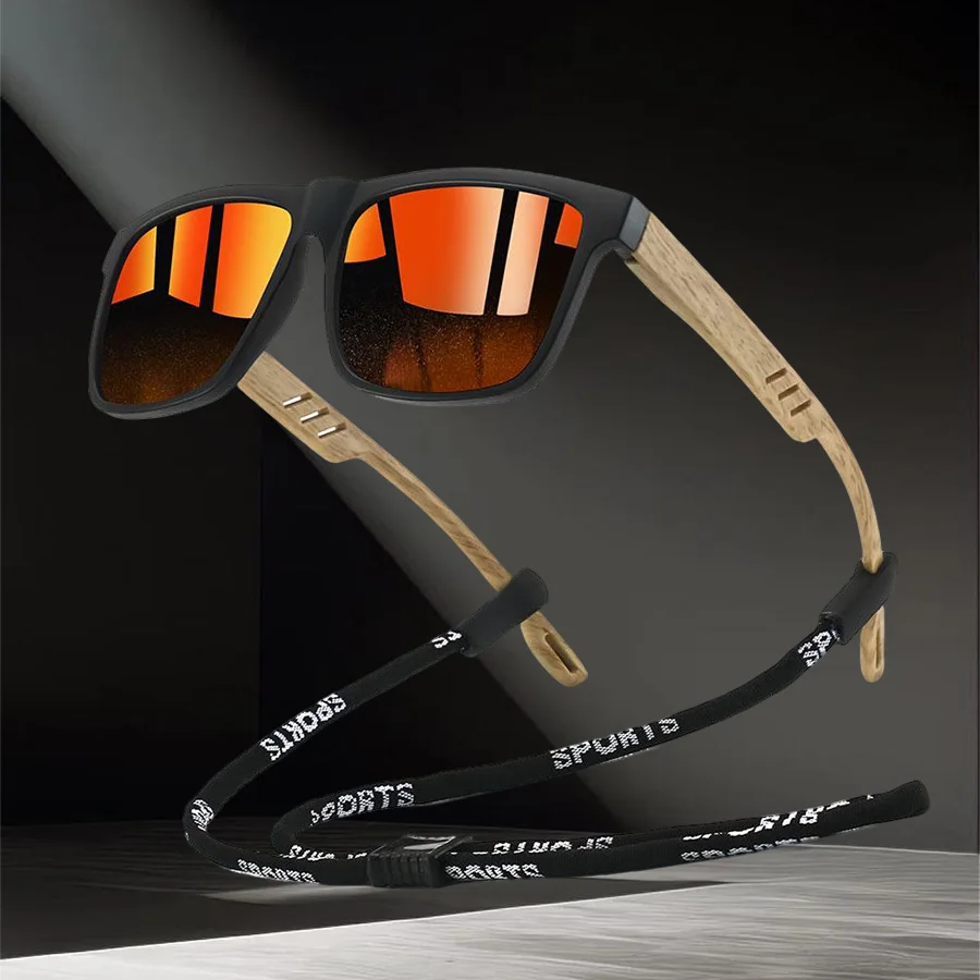 Fashion Square Sunglasses Chain Detailing Men Women Driving Fishing Colorful Trendy Lightweight Protective Glasses