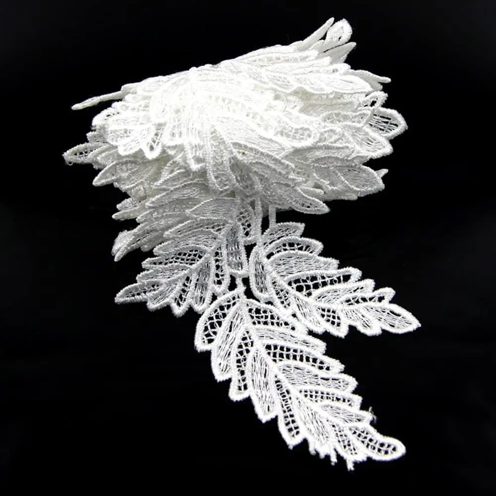 1 Yard White Leaf Embroidered Lace Sewing Garment Accessories DIY Handmade Craft Materials 9.3CM Wide