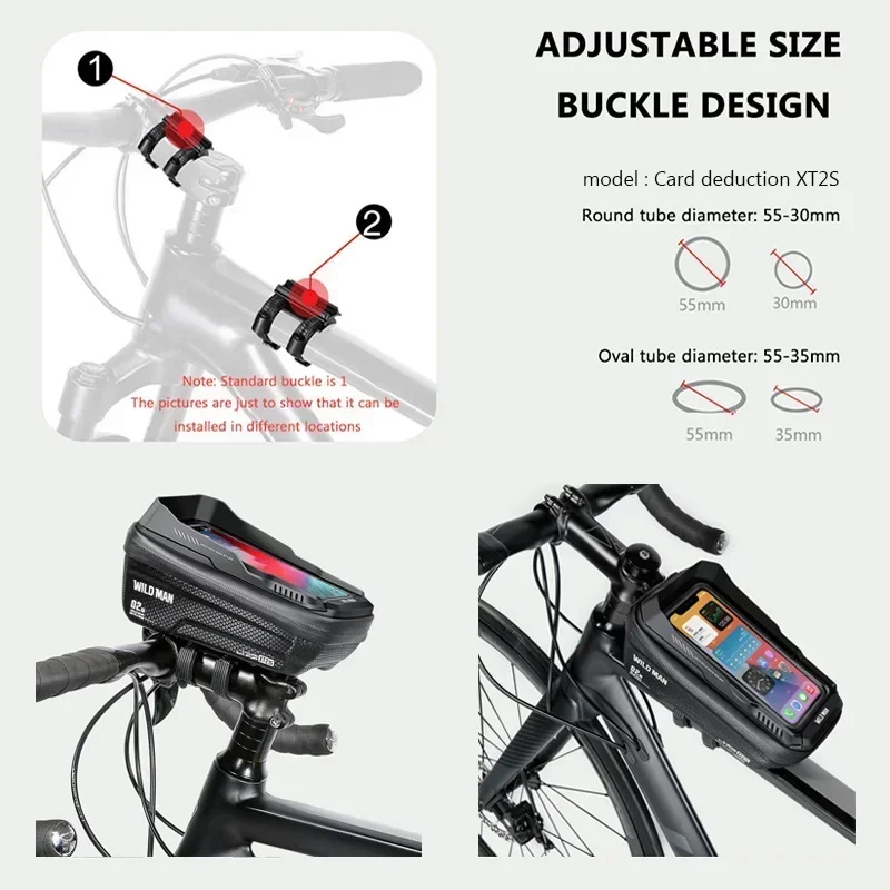 WILD MAN Bicycle Bag Front Bicycle Bag 7.0inch Touch Screen Phone Case EVA Hard Case Rainproof Bicycle Bag