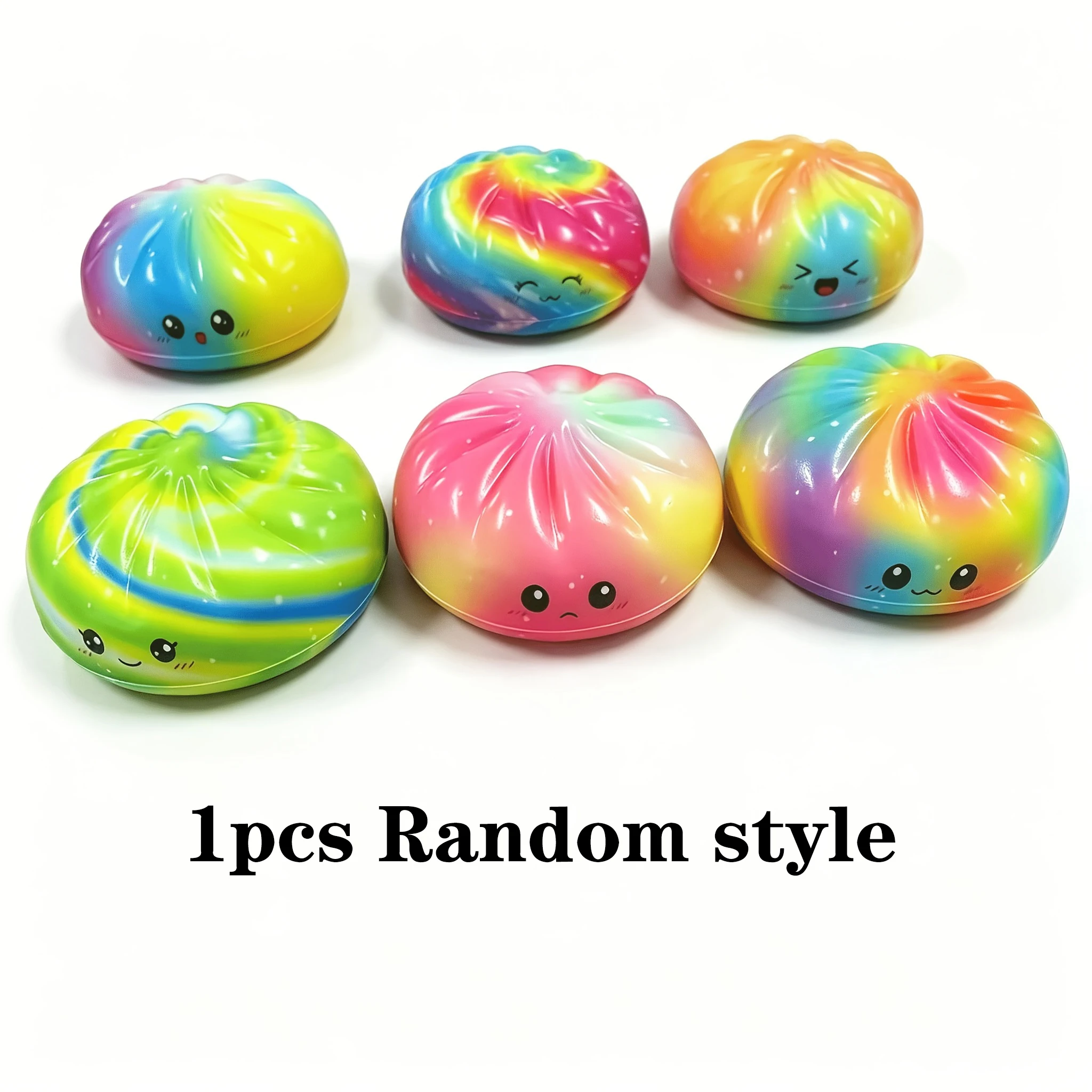 Regenbogen Smiley Bun Squishy Spielzeug Langsam Aufsteigendes Fidget-Spielzeug Stressabbau ASMR Entspannung Anti-Angst Desktop-Scherzartikel Neuheit Geschenk