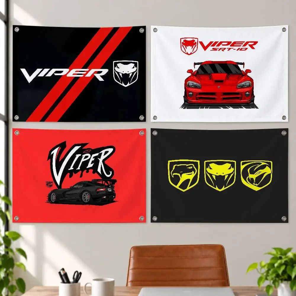Vipers Sports Car Fans Aesthetic Wall Tapestry Flag Printed Wall Hanging Living Room Party Outdoor Decor