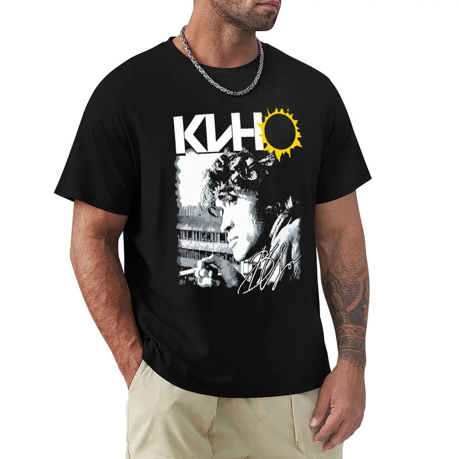 Viktor Tsoi (Виктор Цой), KINO Rock Band T-Shirt Light Athletic Short Sleeve Tee Shirt