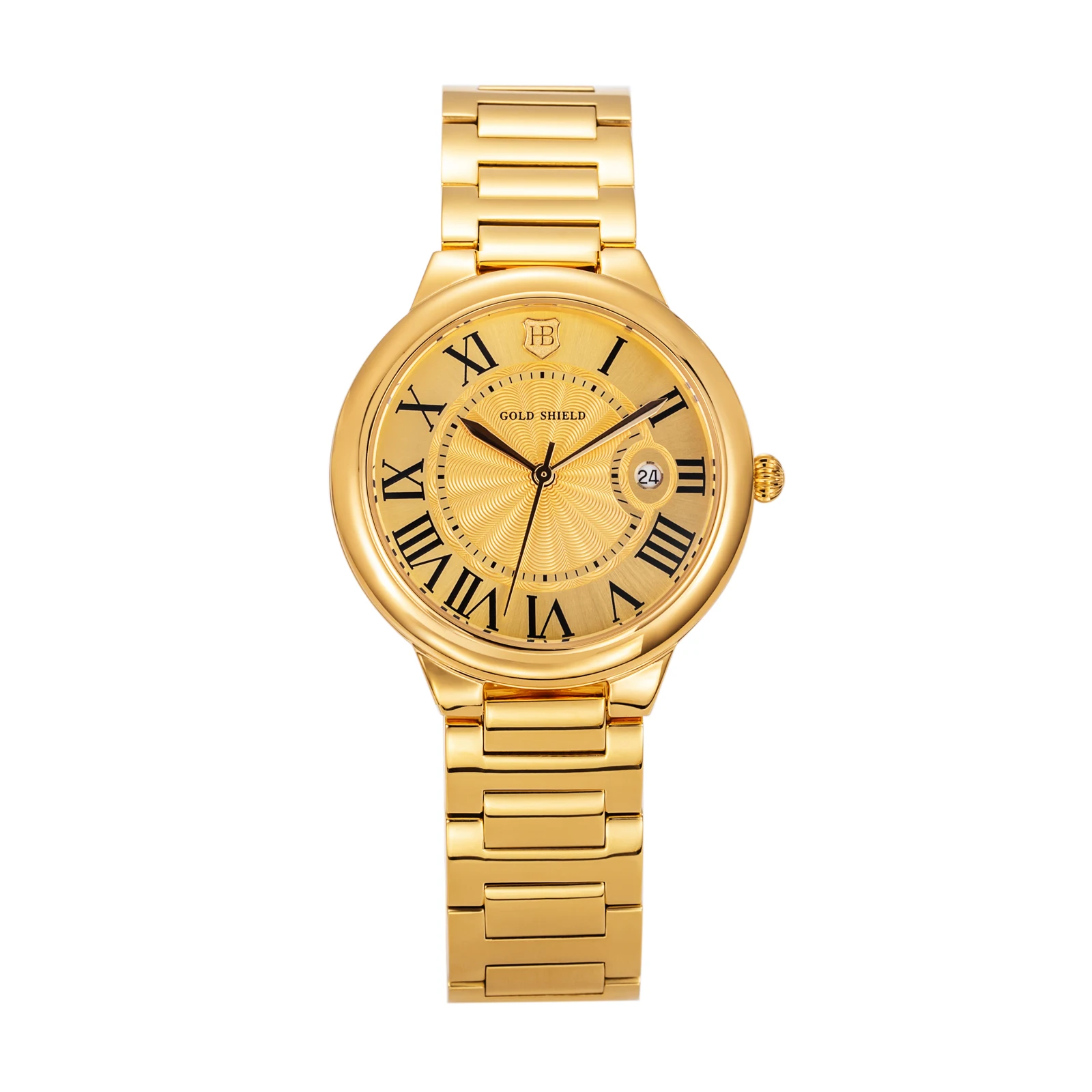 

Original Luxury Men's Watches 38mm 24K Gold Quartz Watch Waterproof Stainless Steel Calendar Chronograph Fashion Man Wristwatch