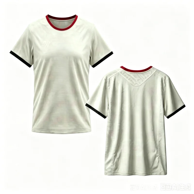 Dies ist ein spezielles, beige, maßgeschneidertes T-Shirt, Sommermode, atmungsaktiv, bequem, kurzärmelig – Detail 5