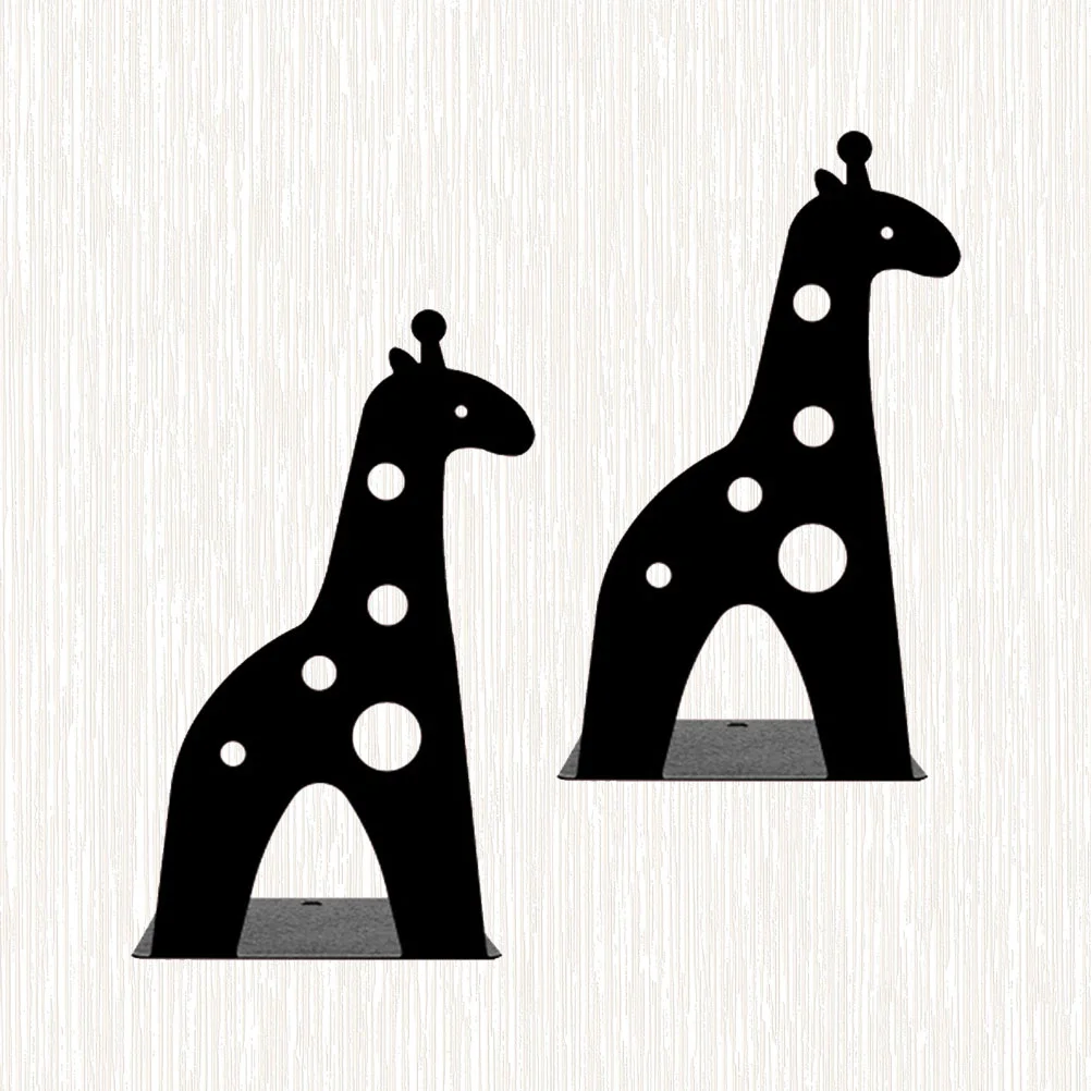 2 Pcs Giraffe Book Stopper Animal Bookends Pattern Heavy Duty Supports Stoppers Shelves Stationery Office