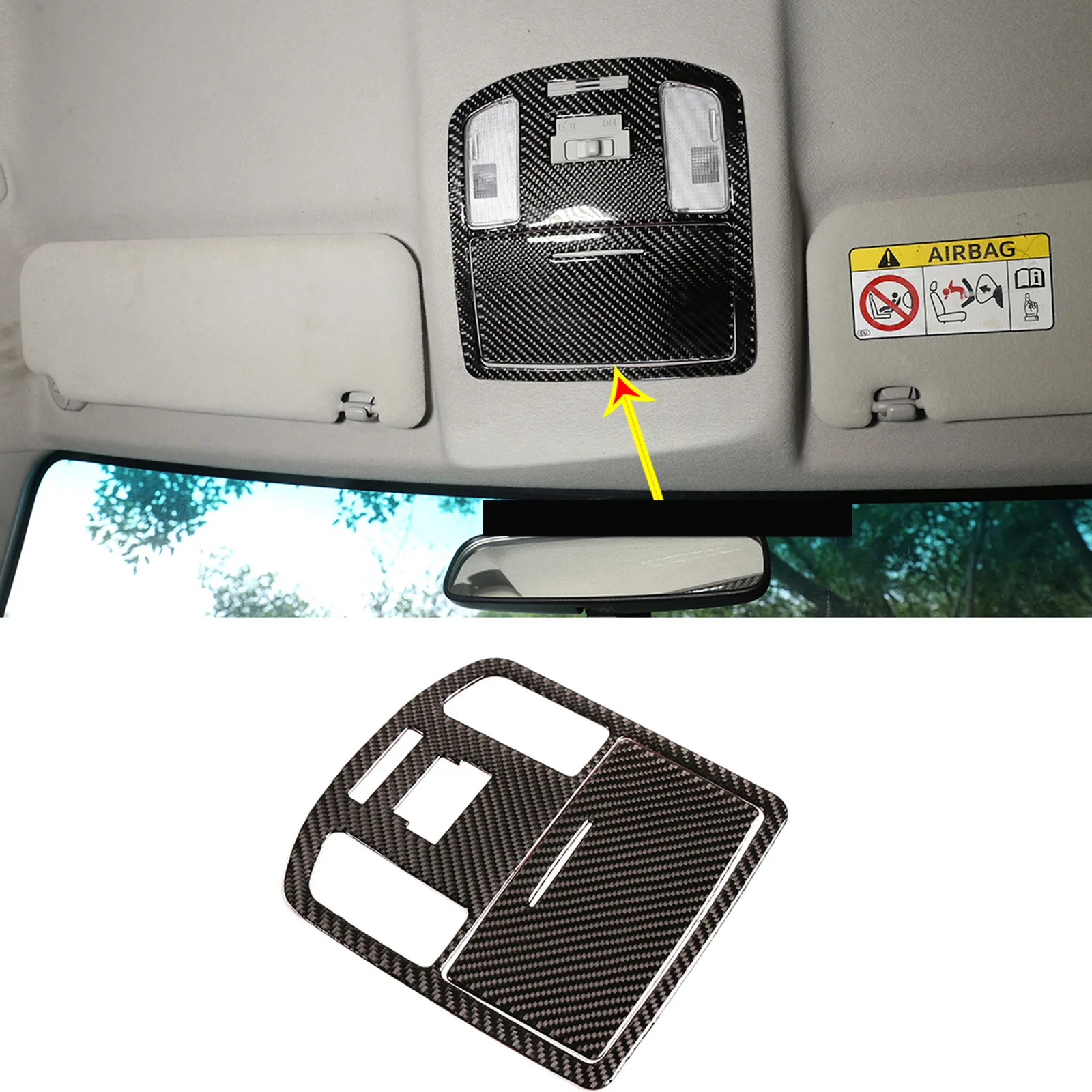 front reading light panel sticker for 15-22 Toyota Hailax real carbon fiber soft accessories