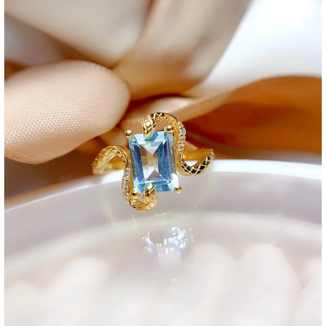 

Luxurious Handcrafted Natural Topaz S925 Sterling Silver Ring Stunning Designer Jewelry with A Vibrant Glowing Gem