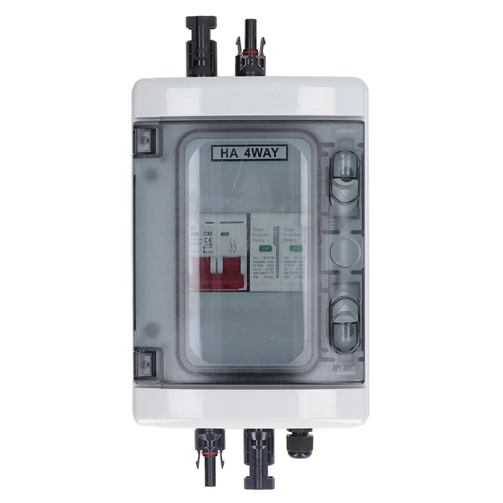 PV Circuit Breaker Box Transparent Window PV Combiner Box Flame Retardant Shell DC500V 32A Simple Installation for Household