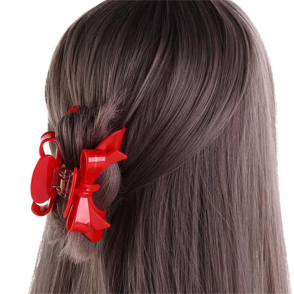 

Creative Acetate Acetic Acid Bow Hair Claw Bownot New Year Red Red Hair Clip Cute Hairpin Shark Clip Bownot Grab Clip Girl