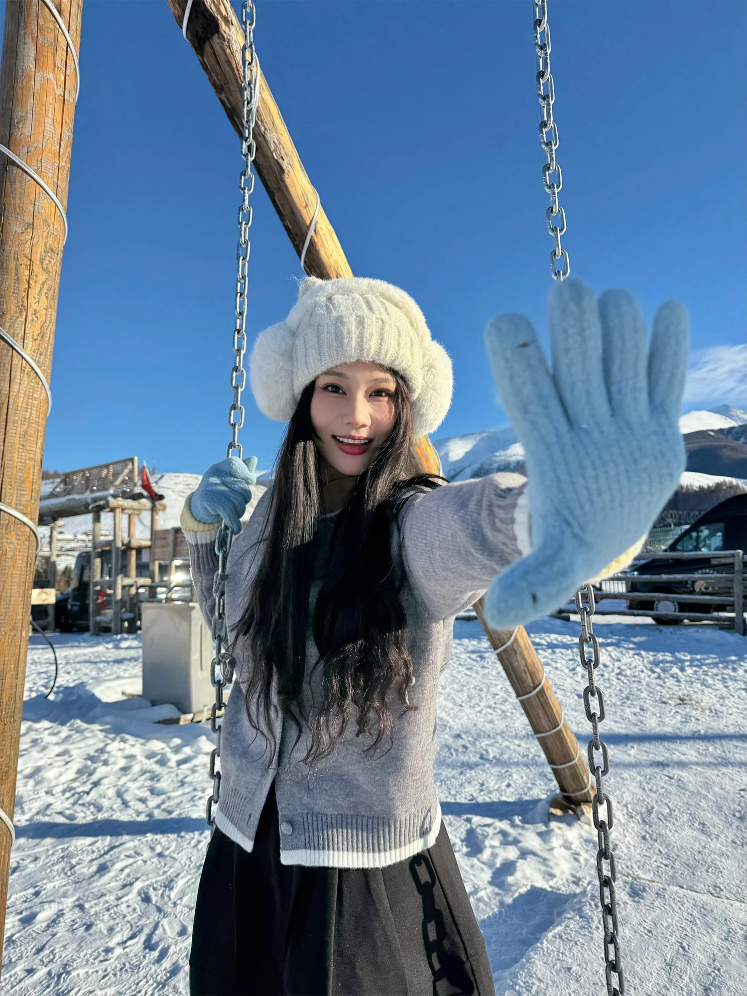 

Женский вязаный кардиган больших размеров с длинными рукавами, круглым вырезом, теплый, однотонный, повседневный, на зиму