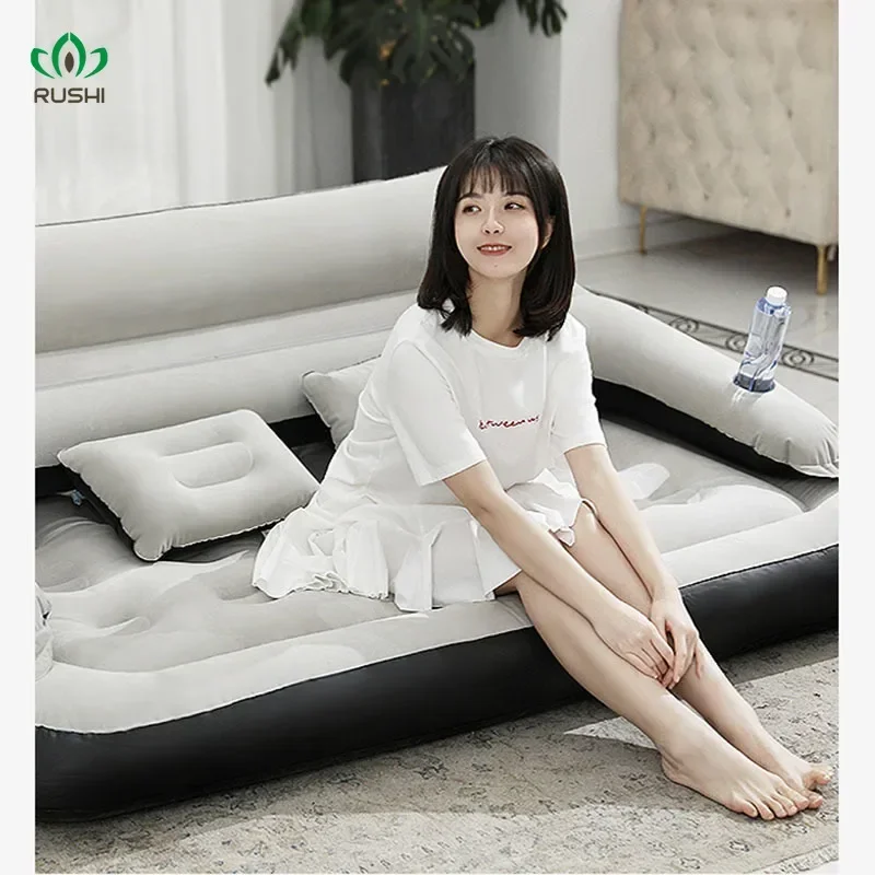 Inflatable Bed Single Double Household Air Cushion Bed Floor Mat Lazy Folding Mattress Outdoor Air Sofa Bed twin queen