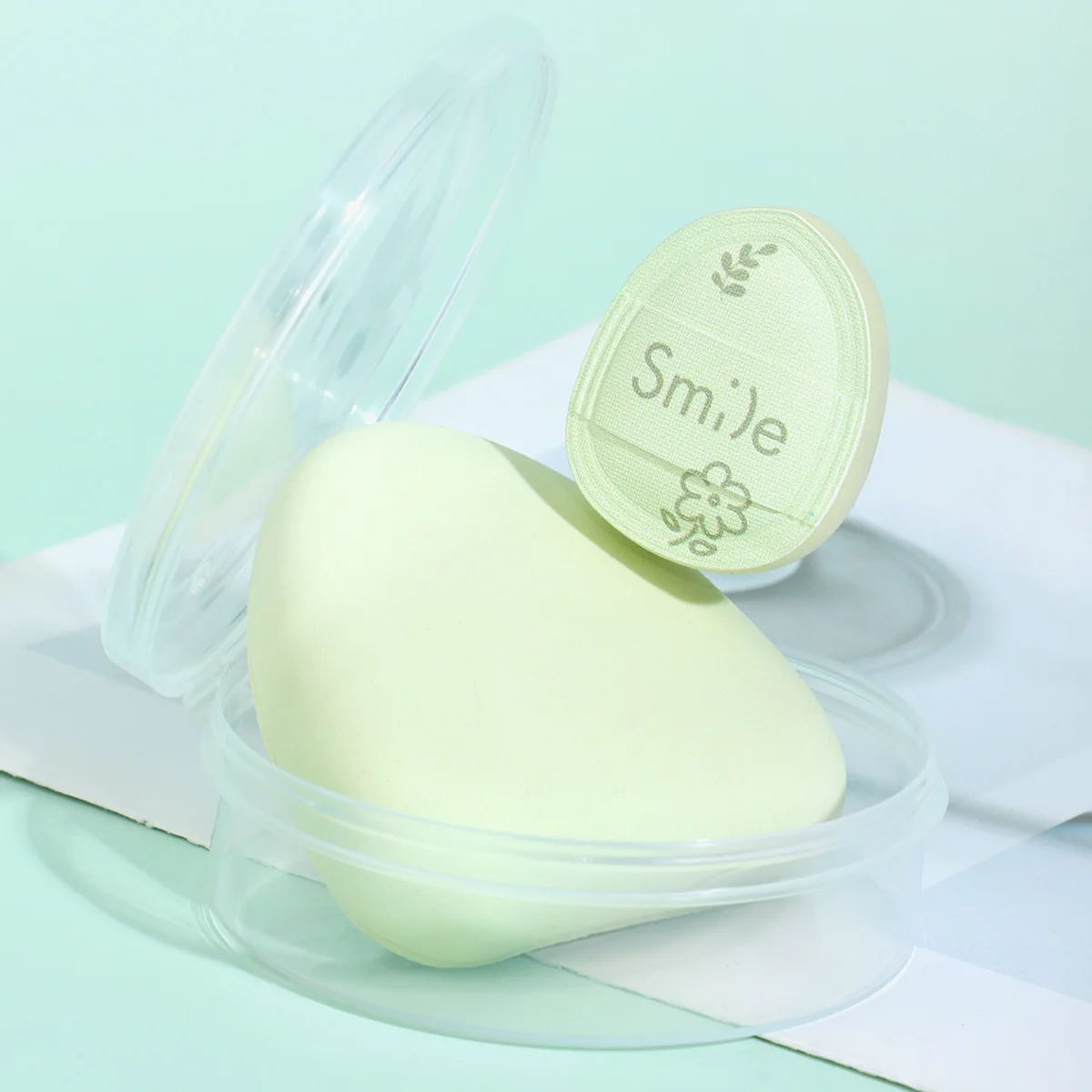 3-teilige Puff-Kombination, bestehend aus 1 großem Matcha-Grünen Puff + 1 detailliertem Puff + 1 Aufbewahrungsbox, eine gute Wahl für Beauty-Tools – Detail 3