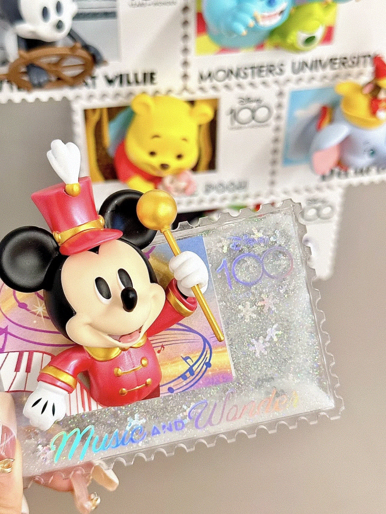 MINISO Disney Retro Stamp Series Blind Box Ornament Stitch Mitch Refrigerator Sticker Gift for Friends on Holidays