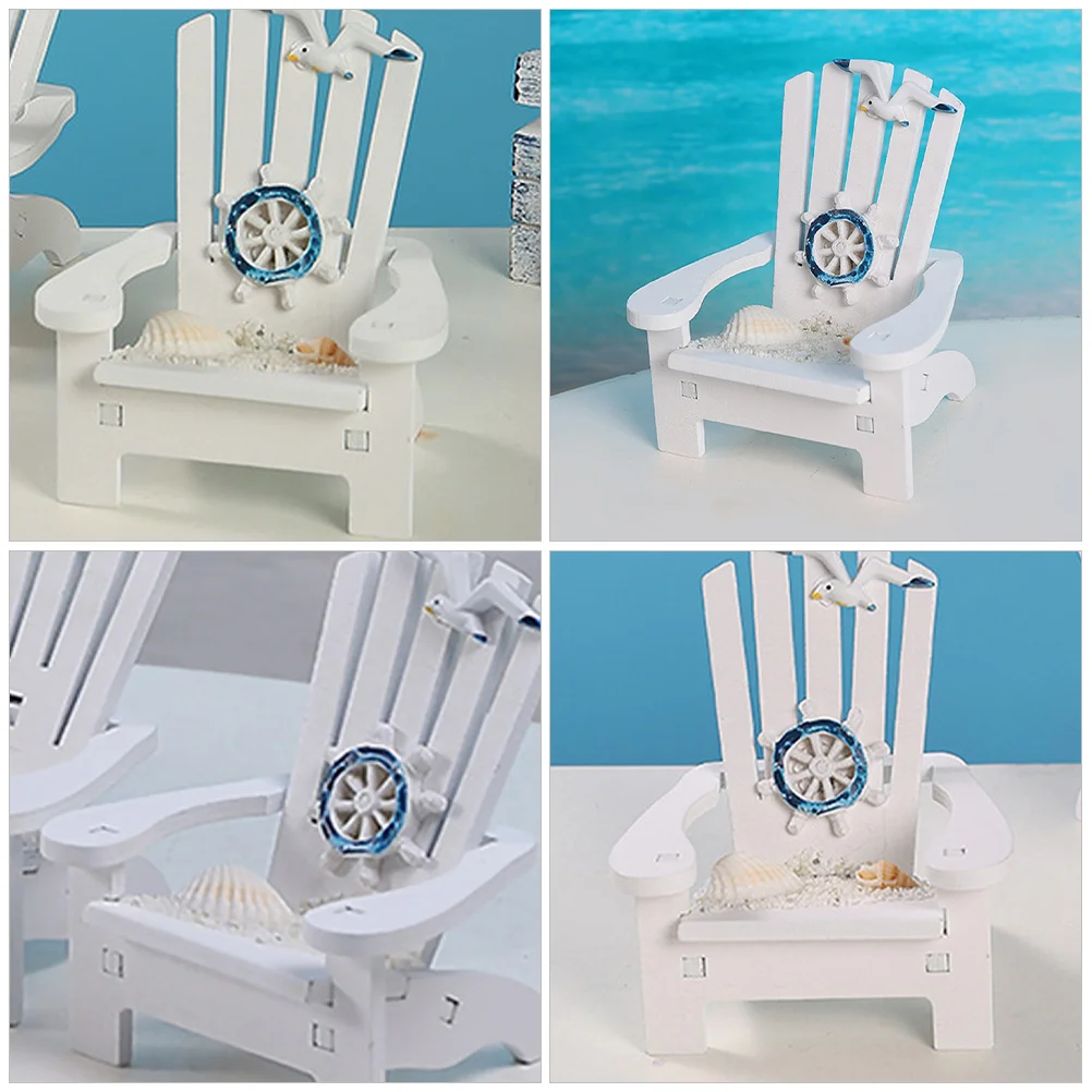 

Мини-пляжный прочный легкий маленький деревянный стул для украшения кукольного домика с микропейзажем, имитация пляжного стула, опора