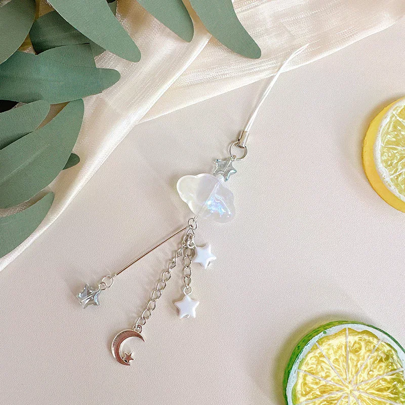 Transparent Simple Cloud Phone Charms Acrylic Mobile Strap Sweet Phone Anti-Lost Chain Backpack Decoration Accessories Gifts