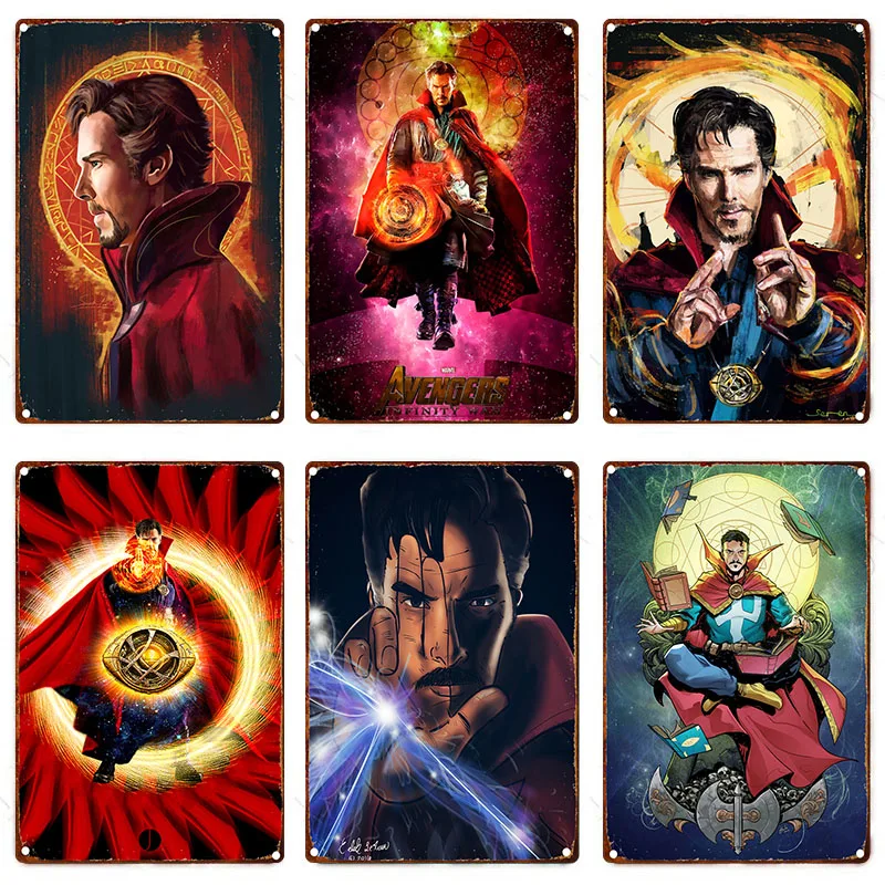 Disney Avengers League Marvel Superhero Doctor Strange Retro Metal Poster Tin Plaque Metal Sign for Kids Room Club Metal Decor