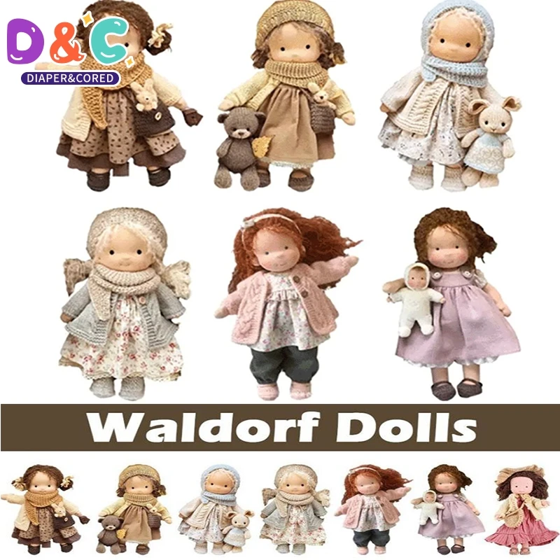 1Set Waldorf Doll Handmade Mini Dress Up Dolls Mini Cute Native Enamel Doll Kawaii Soft Stuffed Plush Toys Girl Birthday Gift