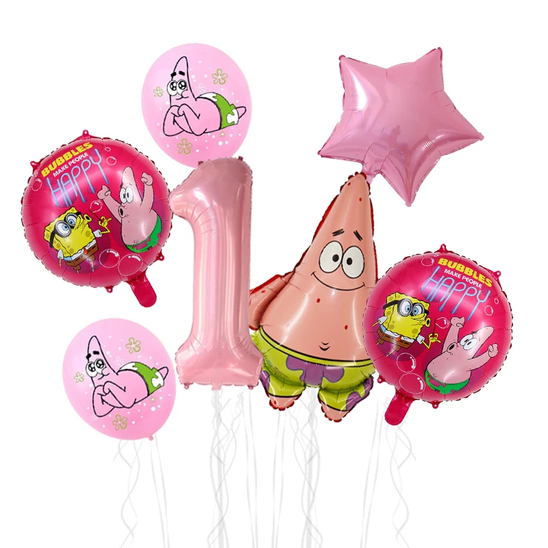 7-teiliges SpongeBob Schwammkopf Ballonset Geburtstagsparty Luftballons Heliumballons Junge Mädchen Babyparty Partyzubehör – Detail 1