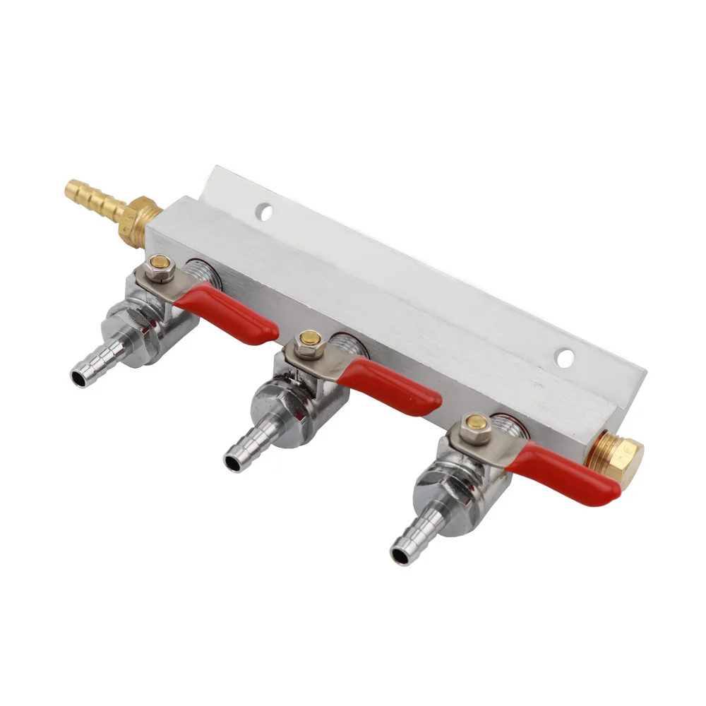 

3 Way Co2 Distribution Gas Manifold Splitter With Check Valve 1/4" Barbs Draft Beer Kegerator Keg