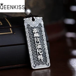 QEENKISS 925 Sterling Silver Necklace Pendant For Women Men Vintage Buddha Amitabha Sweater Pendant FineJewelry Party Gift PT610