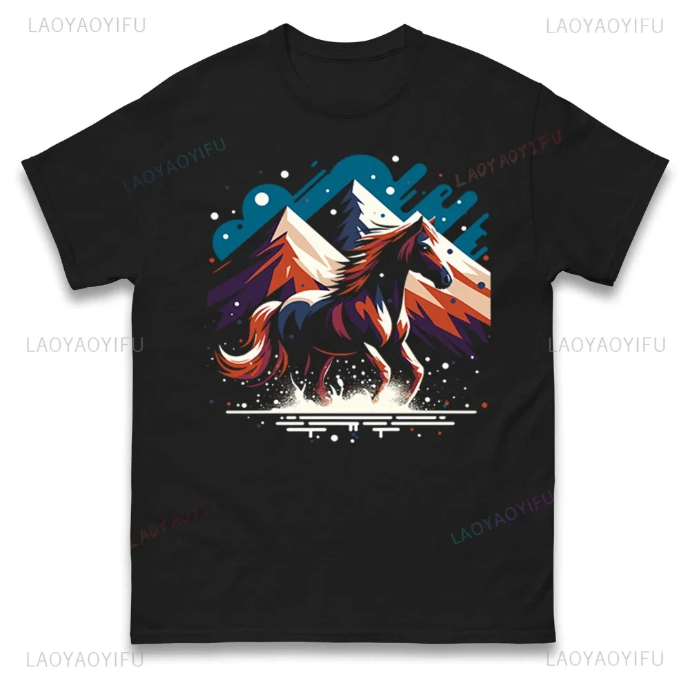 Un caballo colorido con marcas de fantasía, camisetas estampadas, camisetas con grafiti de caballo colorido atrevido y creativo, camiseta de algodón para hombres