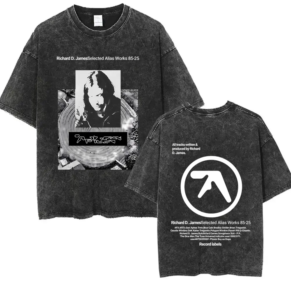 

Washed Vintage Aphex Twin Richard D James Selected Ambient Works 85 25 Graphic T-shirt Men Women Gothic Rock Oversized T Shirts