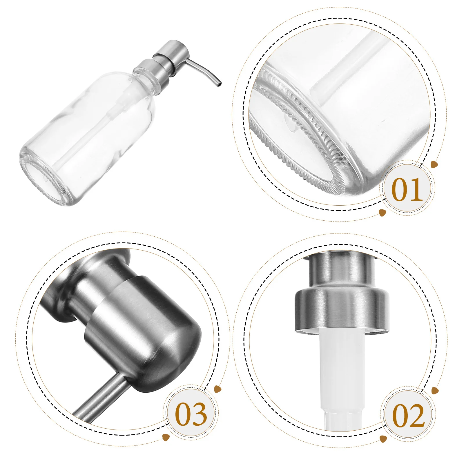 

1Set Glass Pump Bottle Soap Dispenser with Elegant Design for Shampoo Lotion Body Wash Dish Soap Reusable Manual Lotion