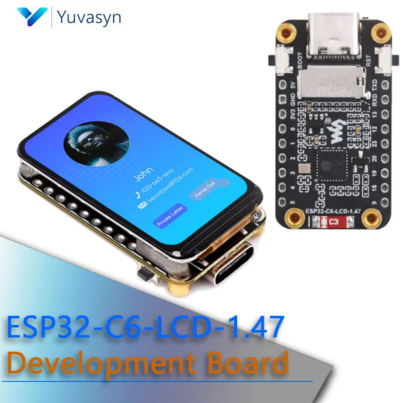 ESP32-C6-LCD-1.47 Development Board ESP32-C6 1.47-inch LCD Display screen 2.4GHz Wi-Fi6 Bluetooth 5 Built-in 8MB Flash Type-C