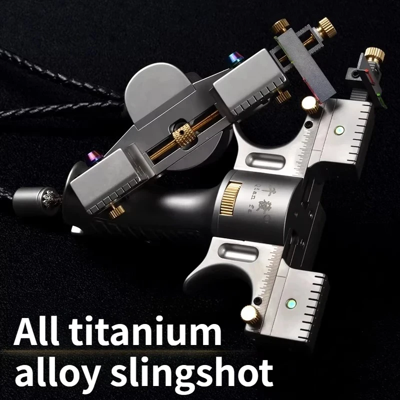 

TC21 All Titanium Alloy Flat Skin Slingshot with Mobile Bow Door for Camping Competitive High Power High Precision Slingshot