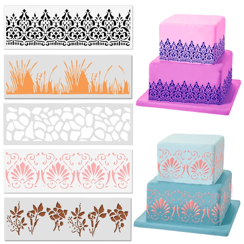 DIY Mousse Cake Printing Stencil Hollow Sugar Sieve Mold Wedding Fondant Cake Stencil Edge Decoration Template Baking Tools